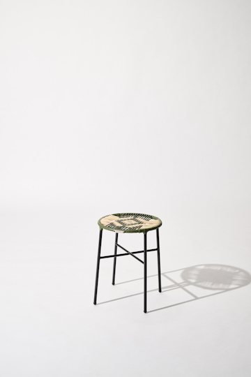 Dorothee Schumacher Handwoven stool verde militar beige mix