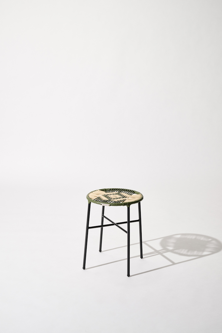 Dorothee Schumacher Handwoven stool verde militar