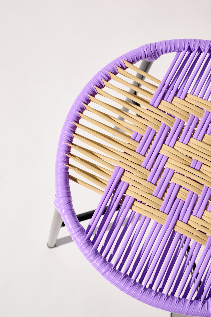 Dorothee Schumacher Handwoven stool lavender beige mix