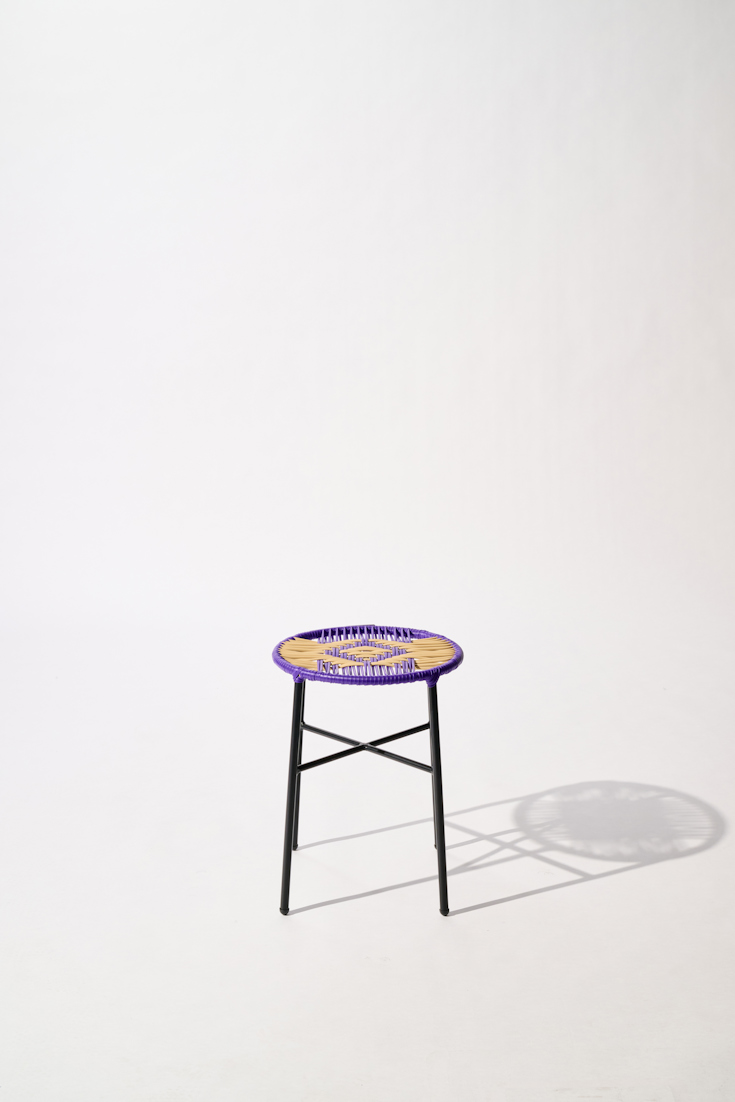 Dorothee Schumacher Handgeflochtener Hocker lilac beige mix