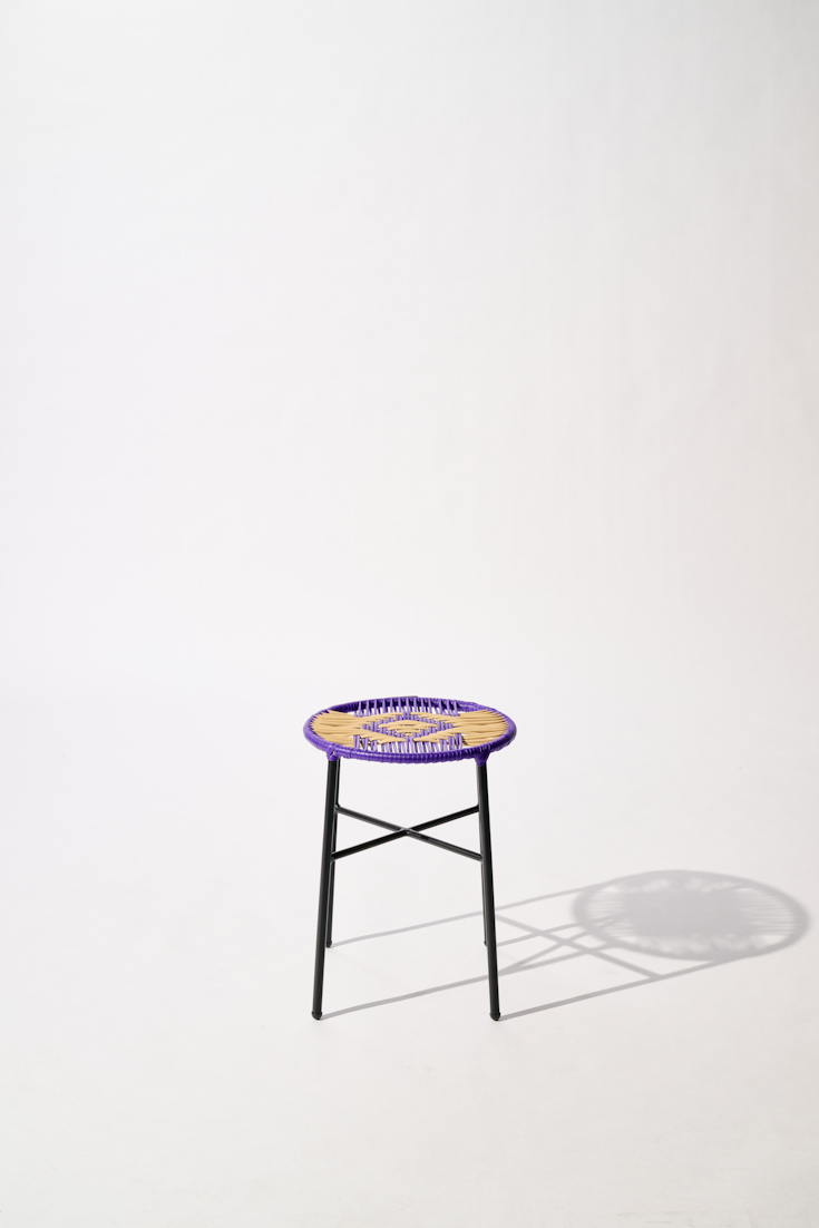 Dorothee Schumacher Handgeflochtener Hocker lilac beige mix