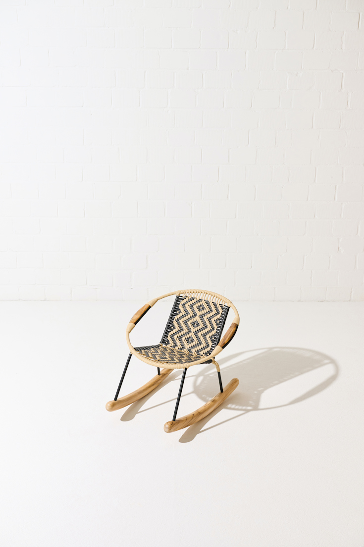 Dorothee Schumacher Handwoven mini rocking chair black beige mix