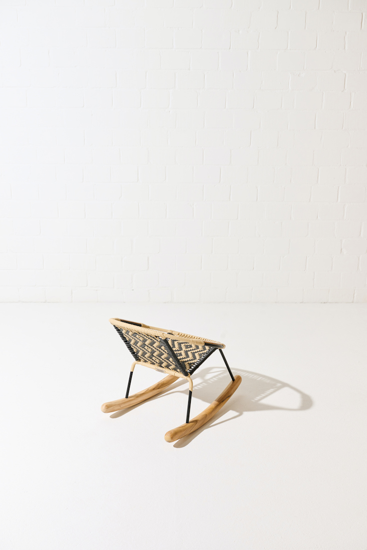 Dorothee Schumacher Handwoven mini rocking chair black beige mix