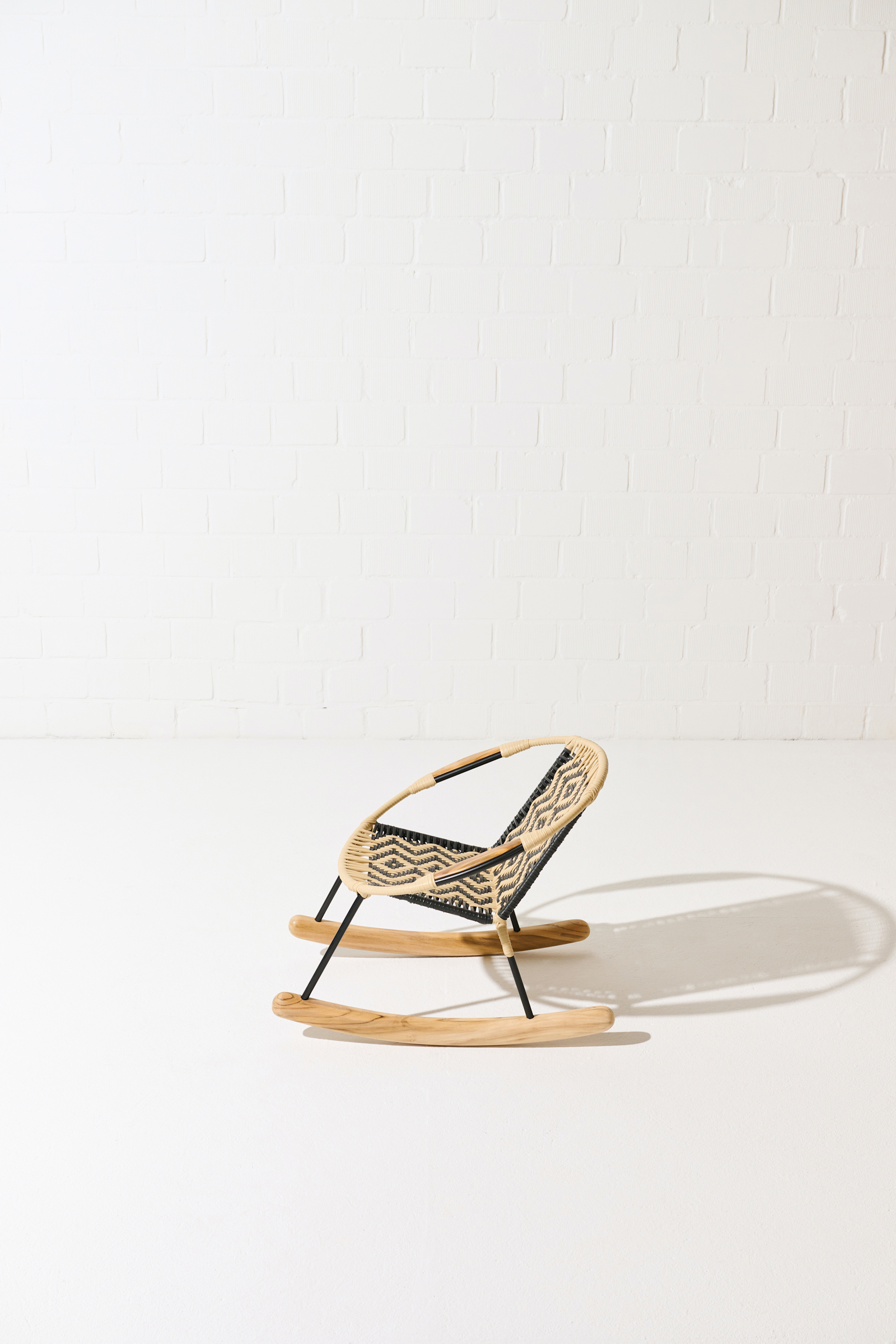 Dorothee Schumacher Handwoven mini rocking chair black beige mix