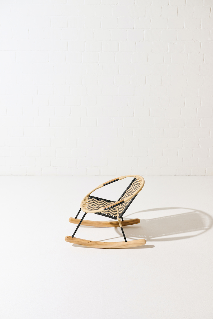 Dorothee Schumacher Handwoven mini rocking chair black beige mix