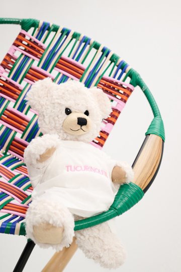 Dorothee Schumacher Handwoven mini rocking chair naranja verde militar mix