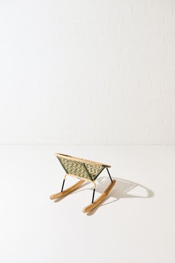 Dorothee Schumacher Handwoven mini rocking chair verde militar beige mix