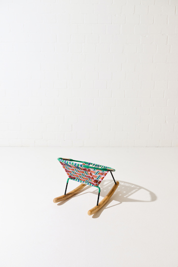 Dorothee Schumacher Handwoven mini rocking chair rojo azul mix