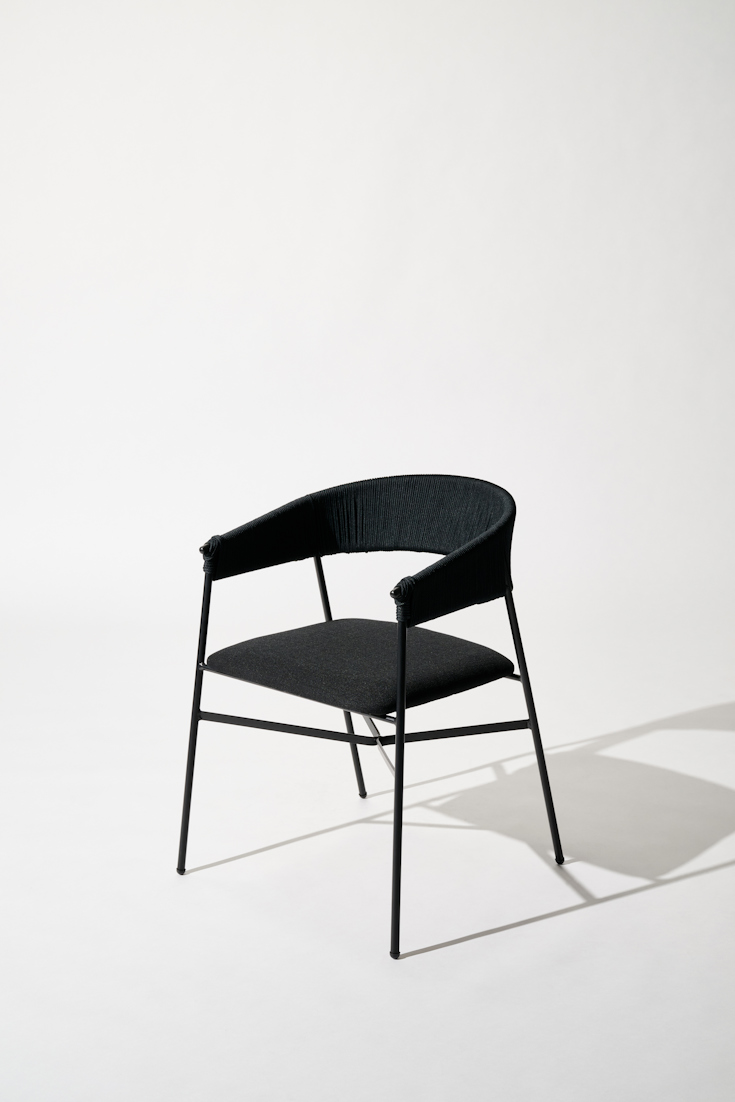 Dorothee Schumacher Handwoven chair for indoors black beige mix