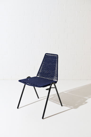 Dorothee Schumacher HANDGEFLOCHTENER INDOOR STUHL dark blue beige mix