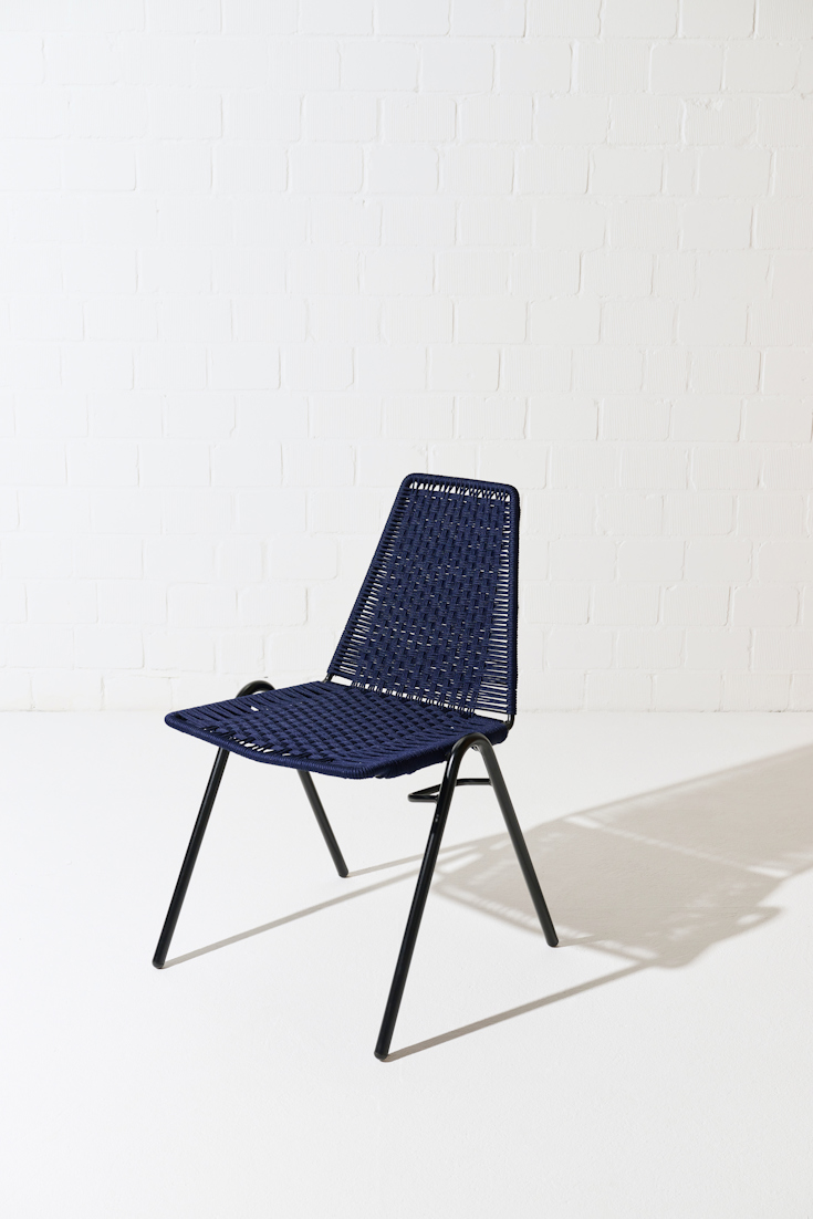 Dorothee Schumacher HANDWOVEN INDOOR CHAIR dark blue beige mix