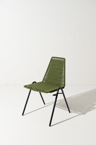 Dorothee Schumacher Handgeflochtener Indoor Stuhl verde militar beige mix
