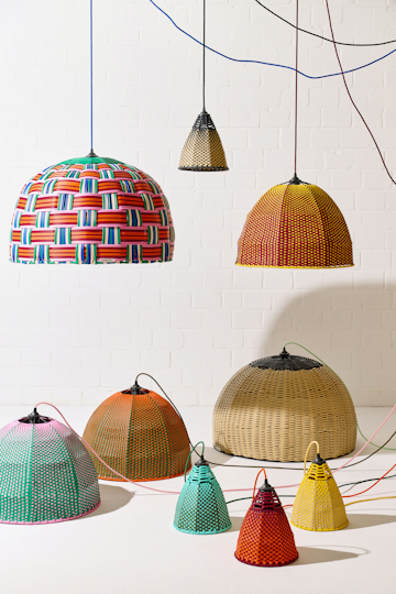 Dorothee Schumacher Hand-woven small lampshade rojo vino orange mix