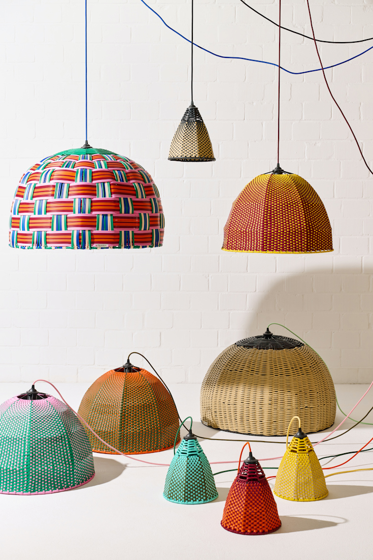 Dorothee Schumacher Hand-woven small lampshade mix turquesa/verde militar