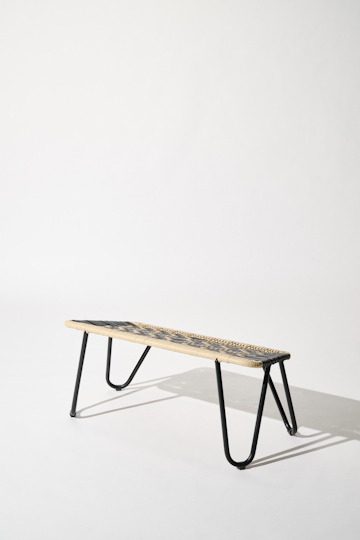 Dorothee Schumacher Hand-woven footrest black beige mix