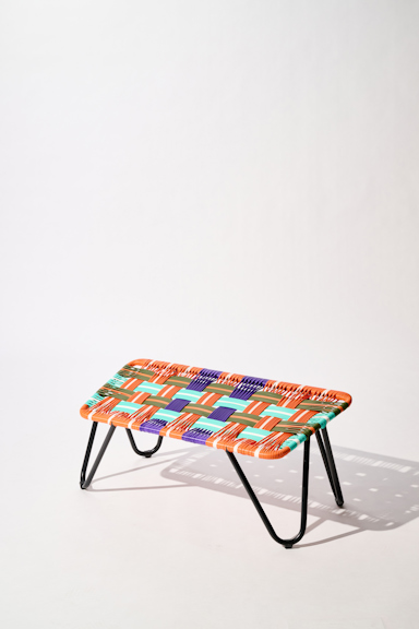 Dorothee Schumacher Hand-woven footrest naranja verde militar mix