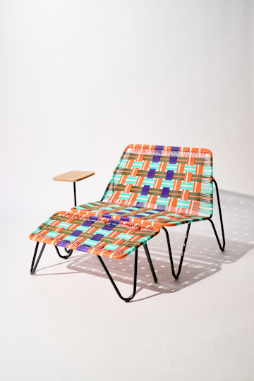 Dorothee Schumacher Hand-woven footrest naranja verde militar mix