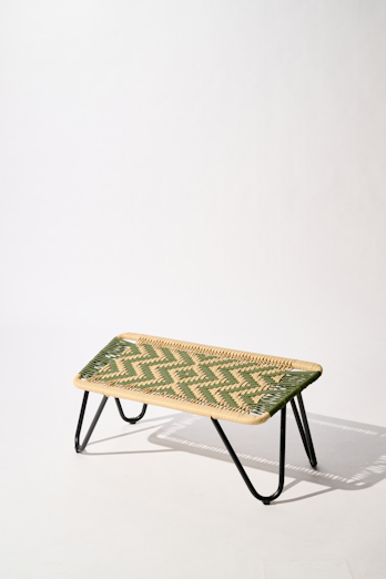 Dorothee Schumacher Handgeflochtene Fußablage verde militar beige mix