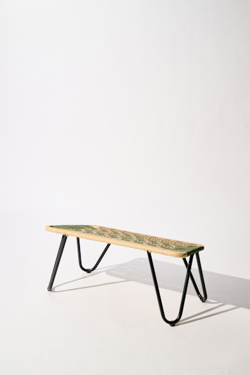 Dorothee Schumacher Hand-woven footrest verde militar beige mix