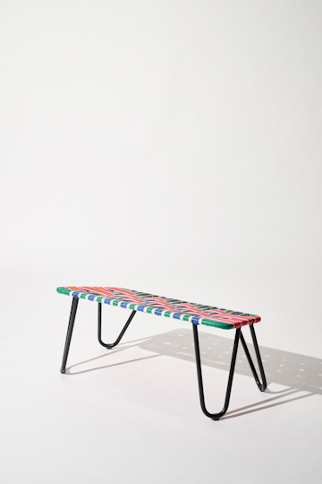 Dorothee Schumacher Hand-woven footrest rojo azul mix