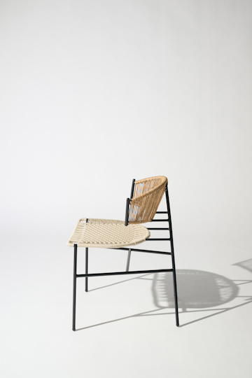 Dorothee Schumacher Hand-woven indoor chair beige black mix