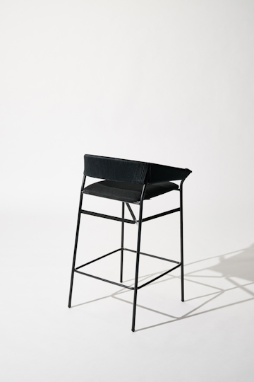 Dorothee Schumacher Hand-woven indoor bar stool with cushion black beige mix