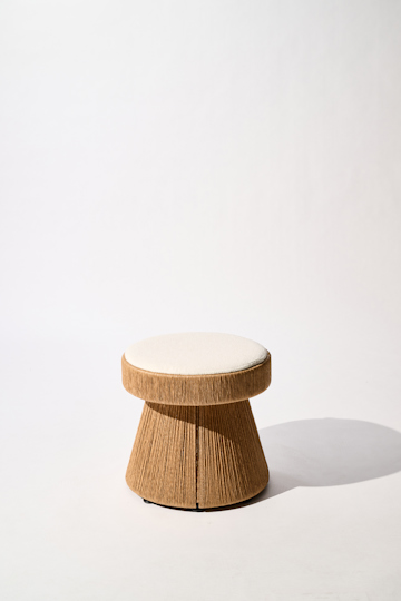 Dorothee Schumacher Handgeflochtener Hocker mit Sitzkissen cordon cienaguero blanco mix