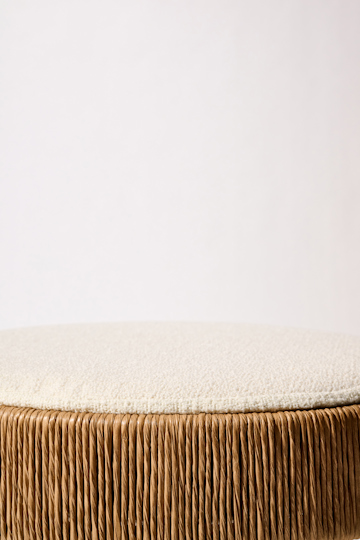 Dorothee Schumacher Hand-woven indoor stool with cushion cordon cienaguero blanco mix