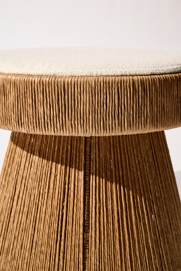 Dorothee Schumacher Hand-woven indoor stool with cushion cordon cienaguero blanco mix