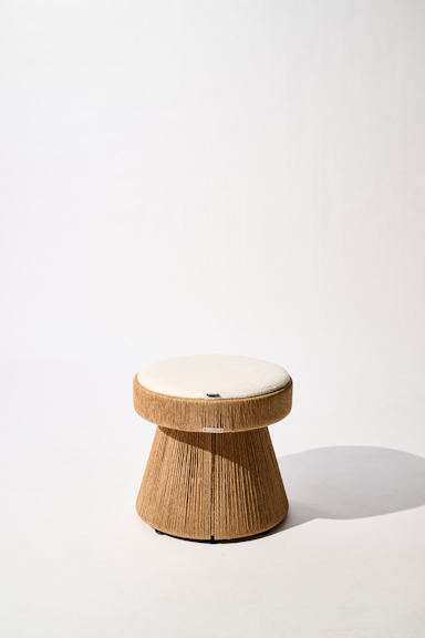 Dorothee Schumacher Handgeflochtener Hocker mit Sitzkissen cordon cienaguero blanco mix