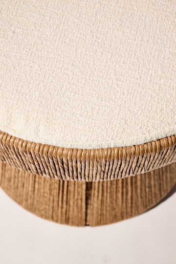 Dorothee Schumacher Hand-woven indoor stool with cushion cordon cienaguero blanco mix