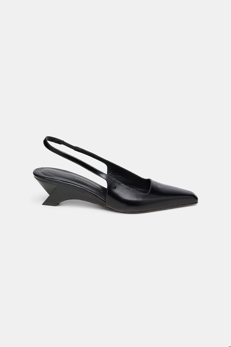 Dorothee Schumacher Women's Black Slingback Graphic Contour Wedges Size 41