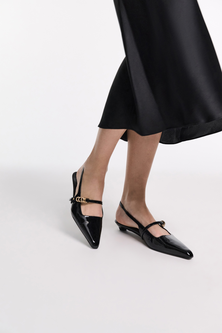 Dorothee Schumacher Slingback micro heels with signature D-rings pure black
