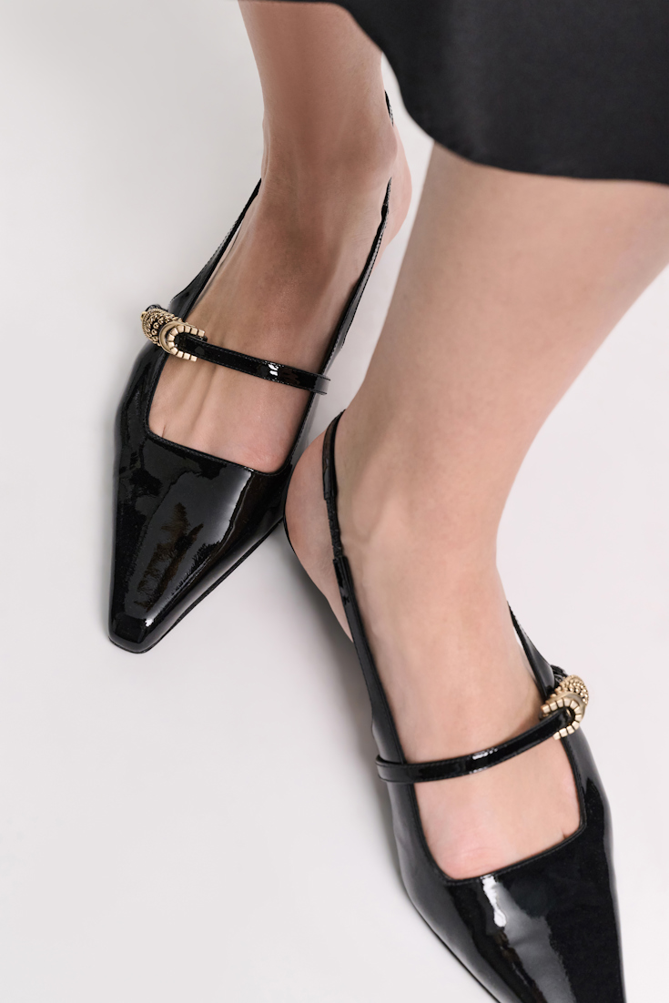 Dorothee Schumacher Slingback micro heels with signature D-rings pure black