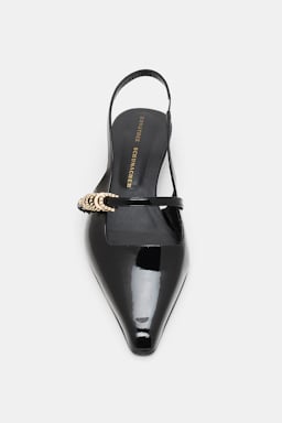 Dorothee Schumacher Slingback micro heels with signature D-rings pure black