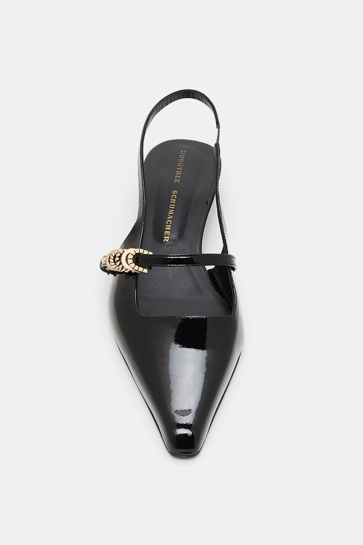 Dorothee Schumacher Slingback micro heels with signature D-rings pure black
