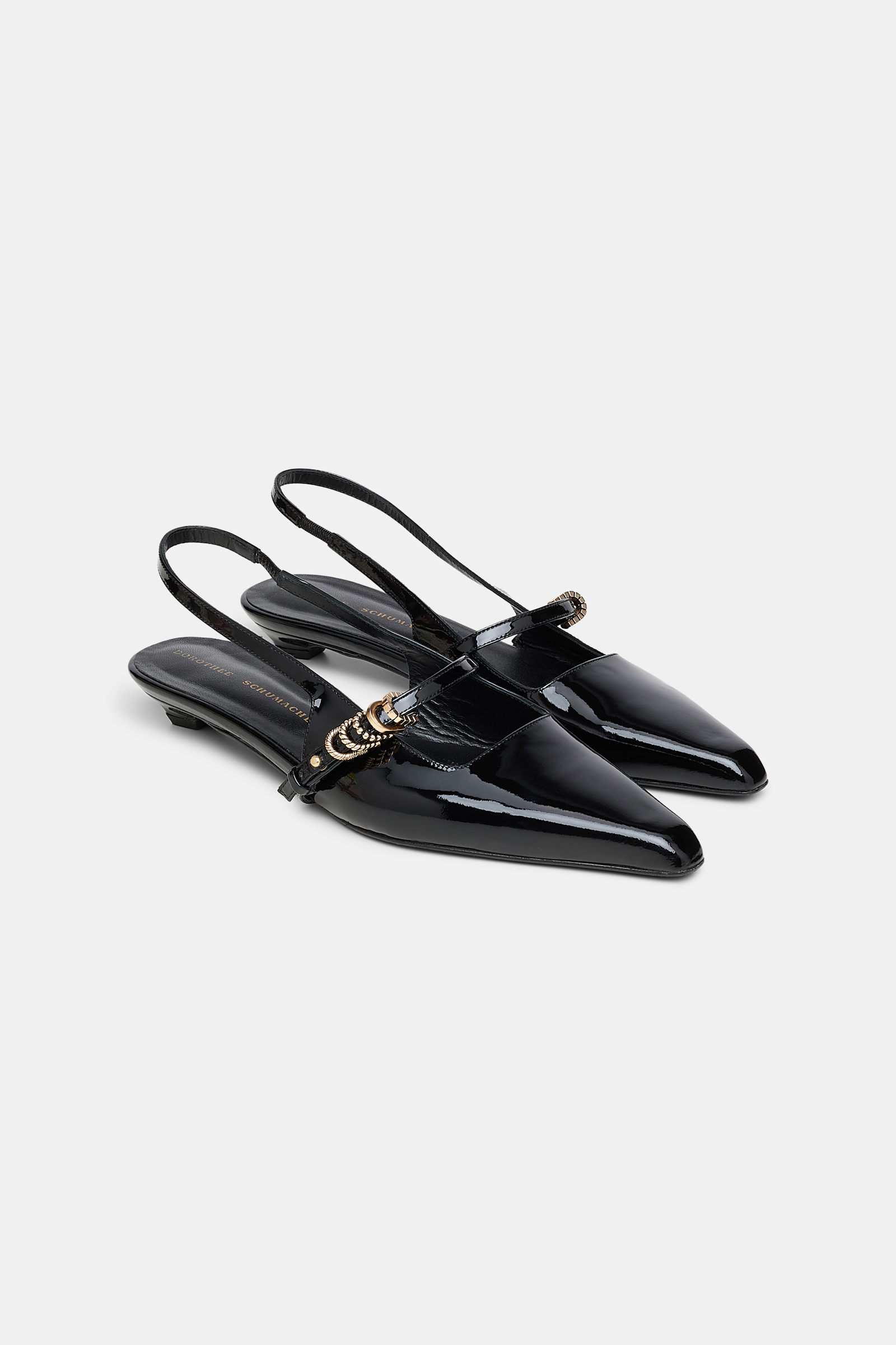 Dorothee Schumacher Slingback micro heels with signature D-rings pure black