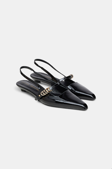 Dorothee Schumacher Flache Slingback-Pumps mit Signature D-Rings pure black