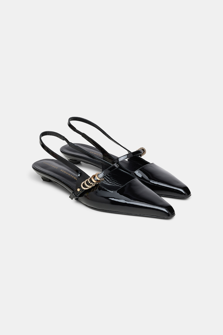 Dorothee Schumacher Slingback micro heels with signature D-rings pure black
