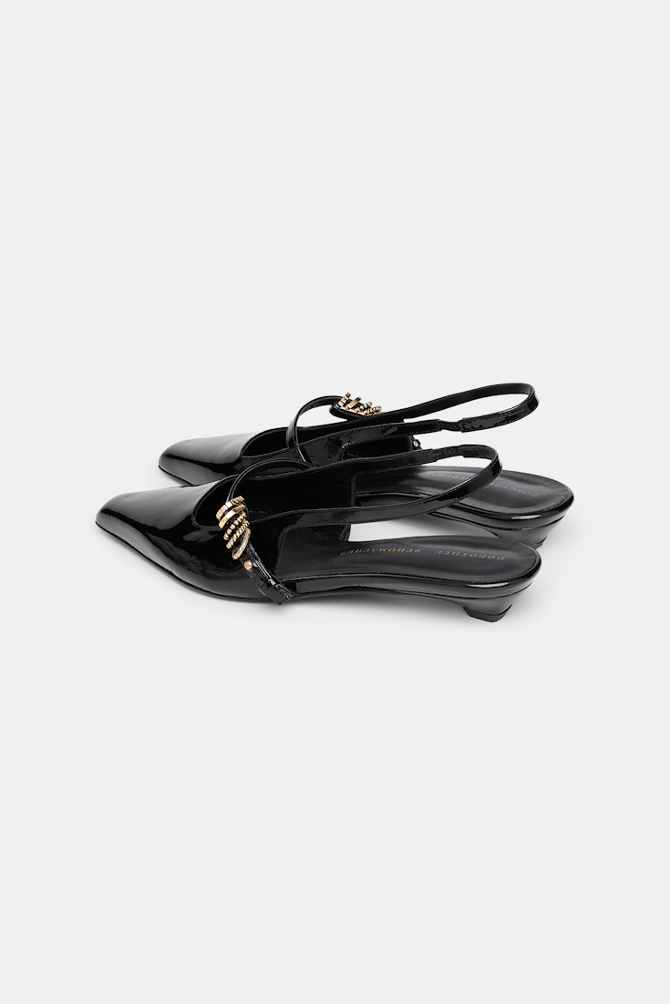 Dorothee Schumacher Slingback micro heels with signature D-rings pure black