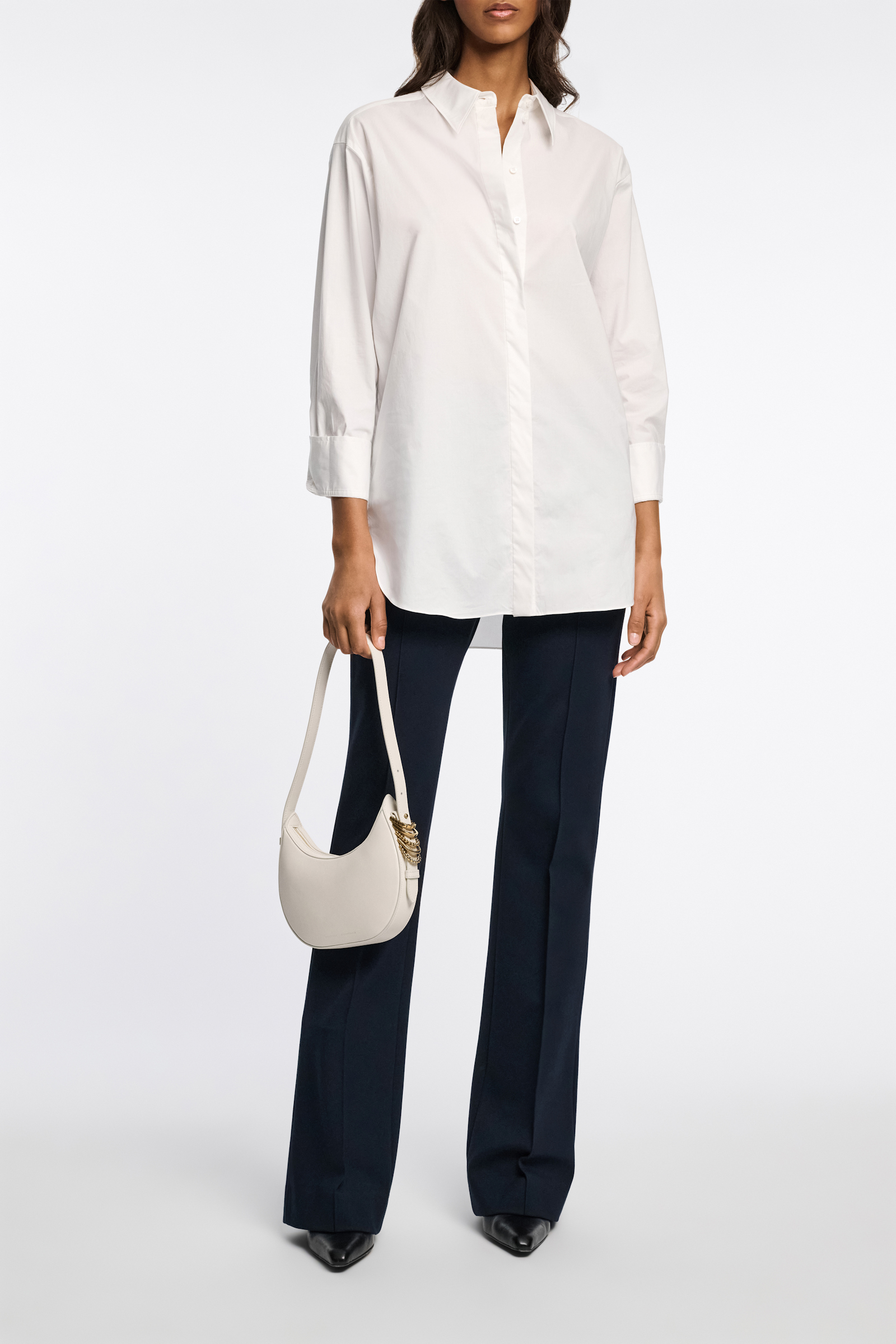 Dorothee Schumacher Half Moon Mini Bag in soft calf leather with D-ring hardware off white