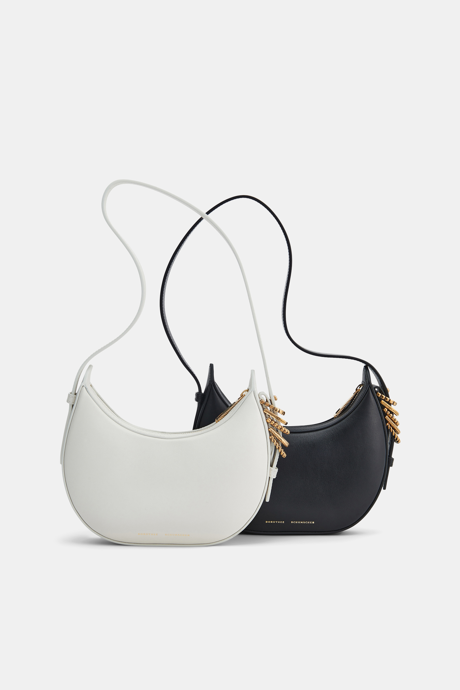 Dorothee Schumacher Half Moon Mini Bag in soft calf leather with D-ring hardware off white