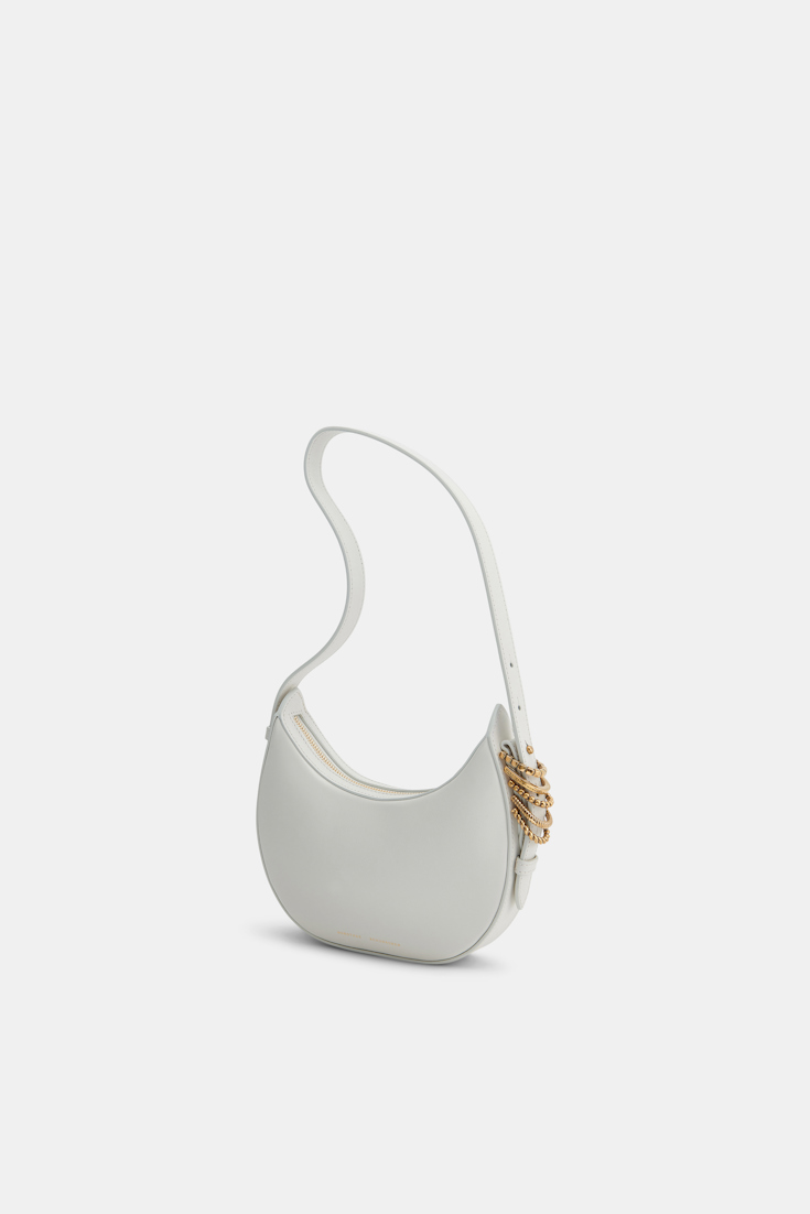 Dorothee Schumacher Half Moon Mini Bag aus weichem Kalbsleder mit D-Rings off white