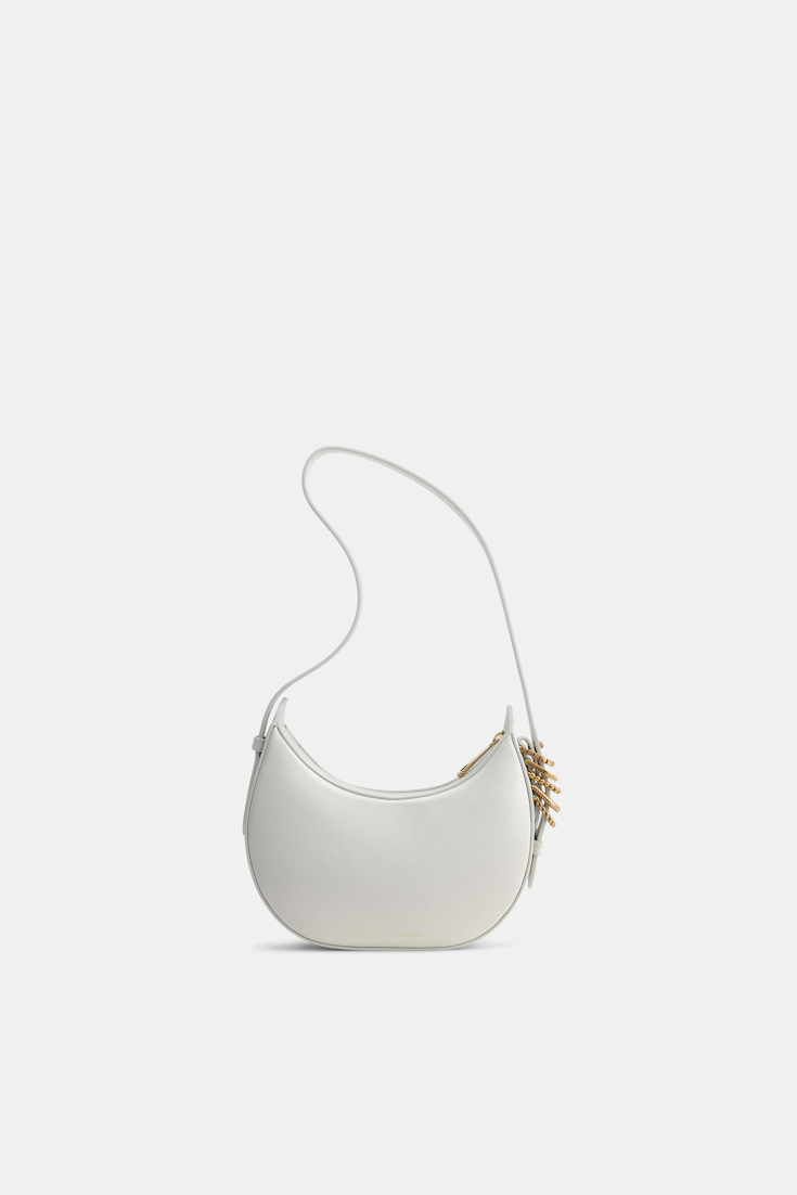 Dorothee Schumacher Half Moon Mini Bag in soft calf leather with D-ring hardware off white