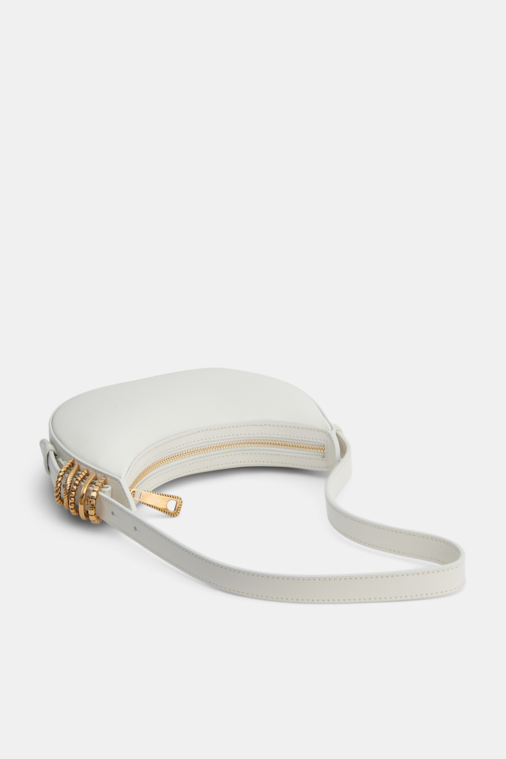 Dorothee Schumacher Half Moon Mini Bag aus weichem Kalbsleder mit D-Rings off white