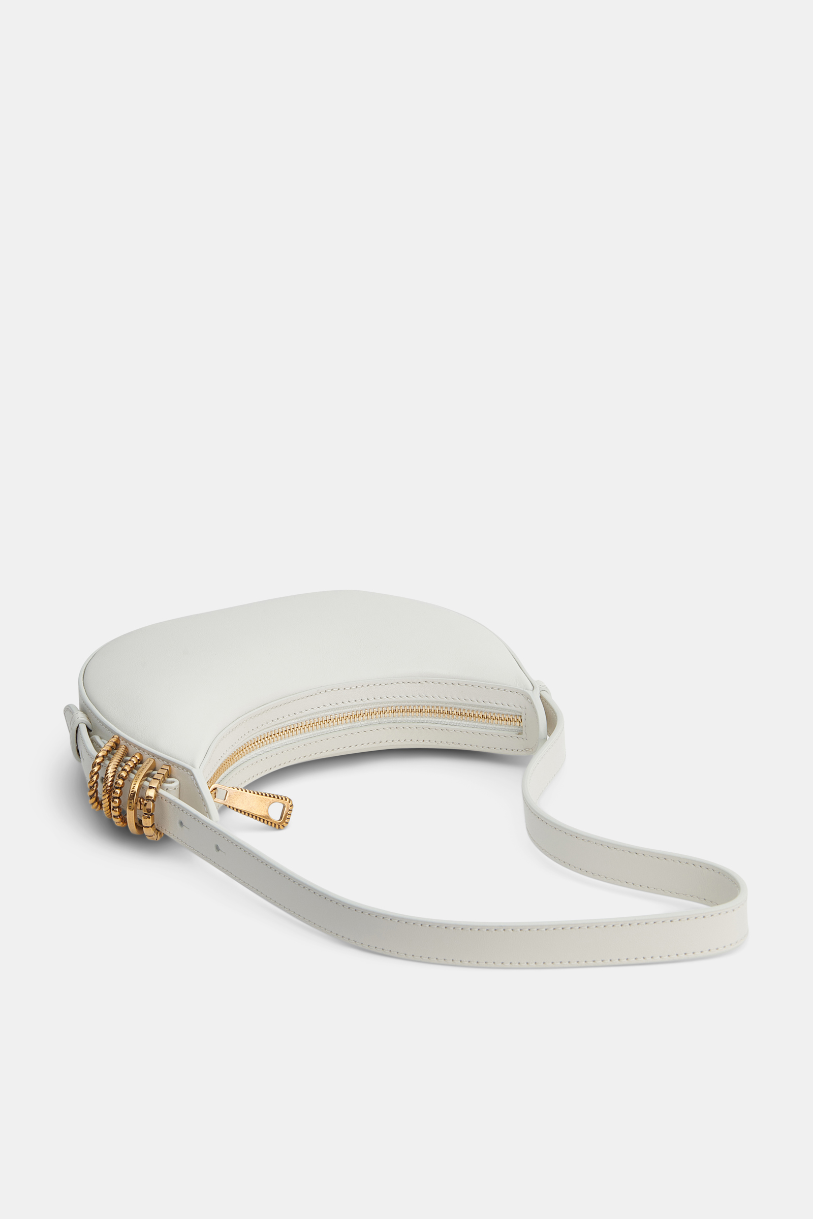 Dorothee Schumacher Half Moon Mini Bag in soft calf leather with D-ring hardware off white