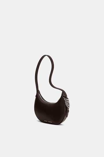 Dorothee Schumacher Half Moon Mini Bag aus weichem Kalbsleder mit D-Rings dark brown/silver
