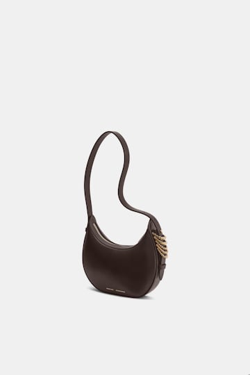 Dorothee Schumacher Half Moon Mini Bag aus weichem Kalbsleder mit D-Rings Dark Chocolate