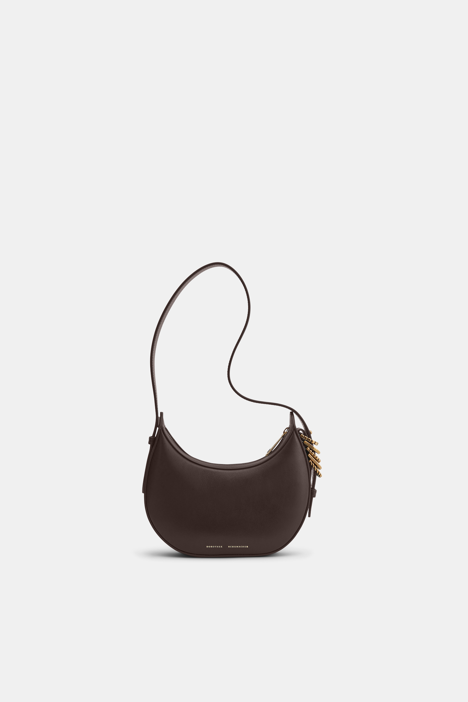 Dorothee Schumacher Half Moon Mini Bag aus weichem Kalbsleder mit D-Rings Dark Chocolate