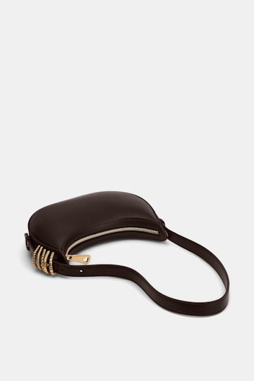 Dorothee Schumacher Half Moon Mini Bag aus weichem Kalbsleder mit D-Rings Dark Chocolate